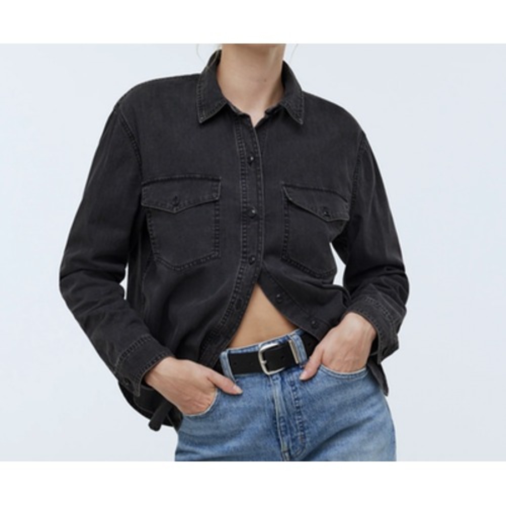 Madewell Denim Shirt Womens XL Black Western Button Up Long Sleeve Relaxed Fit